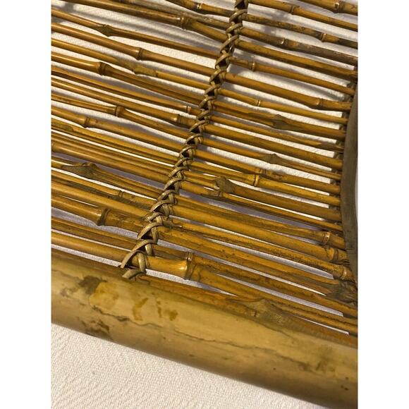 Vintage MCM Bamboo Basket Wood Slat Oval Mid Century Modern Decor fruit ,magzine - Picture 5 of 5